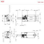 DC 3V/6V/12V N20 N30 Mini Metal Gear Motor Straight Output Shaft 15-1000RPM Slow Speed High Torque Worm All Metal Gearbox Motor