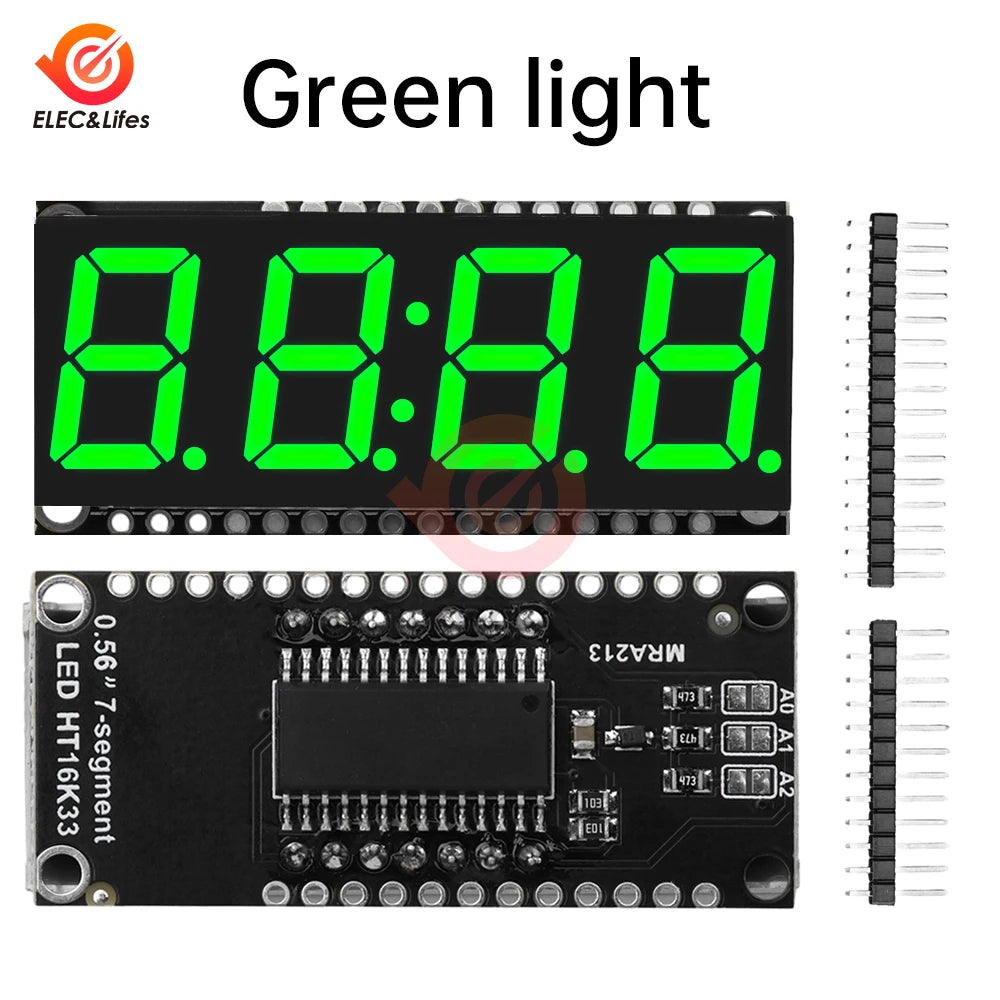 HT16K33 0.56 inch LED Display Module 4 Digit 7 Segment Time Clock Indicator Tube Module Red Blue Green Yellow White for Arduino