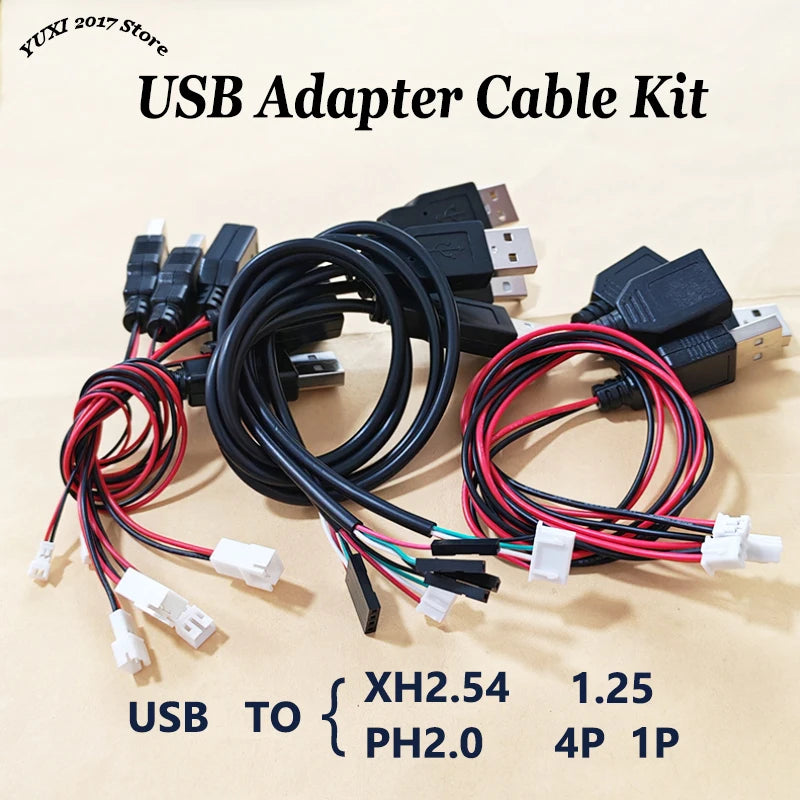 USB Adapter Cable Kit With PH2.0/XH2.54 Connectors For Power Signal Cables Of DIY Electronic Products 3D Printers RC Toys Etc