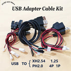 USB Adapter Cable Kit With PH2.0/XH2.54 Connectors For Power Signal Cables Of DIY Electronic Products 3D Printers RC Toys Etc
