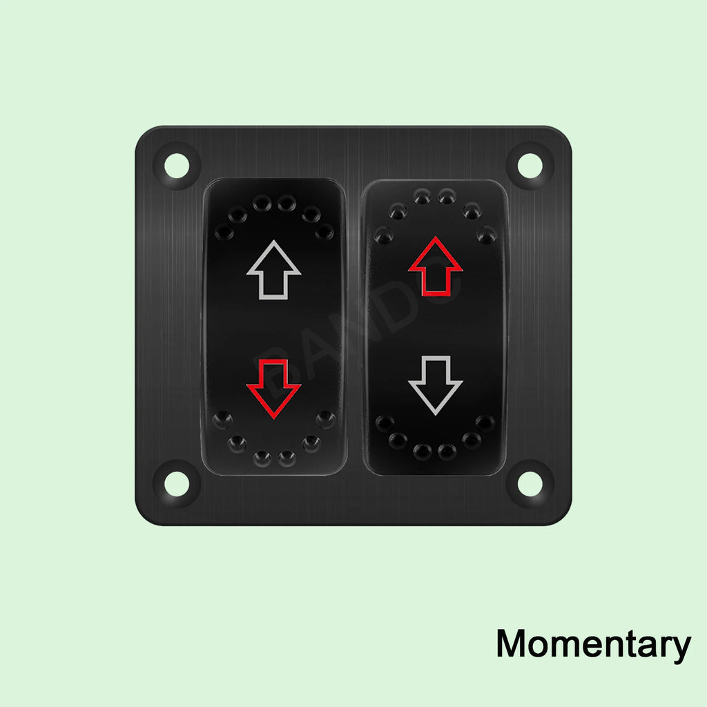 UP DOWN ARROWS Momentary Rocker Switch 7P (ON)-OFF-(ON) DPDT Retractive Switch + Wires for Car Boat Marine Vehicle Yacht Ship