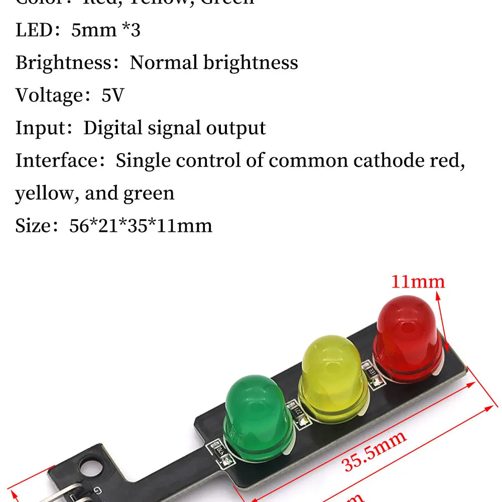 Mini 5V Traffic Light Module for Arduino 5mm LED RGB Set of 1/5/10 Pcs Electronic Learning Traffic Light System Model