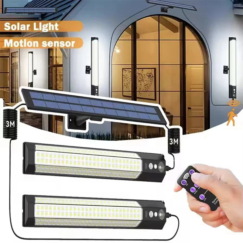 316/158 LED Solar Light Bar Outdoor 7 Mode Motion Sensor Separate 1/2Head Lamp with 3 Meter Wire Street Wall Lights Garage Yard