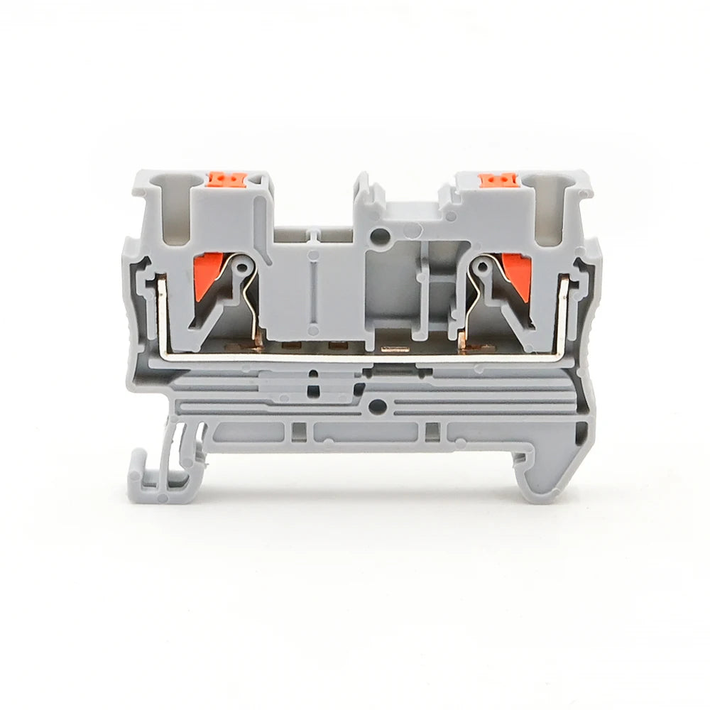100Pcs DIN Rail Terminal Block PT2.5 2.5mm² Push-in Quick Wiring with Spring Cage Compact Industrial Electrical Connector