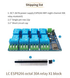 DC5V/7-28V Power Supply ESP8266 30A 8 Way WiFi Relay Module ESP-12F 8 Channel Development Board