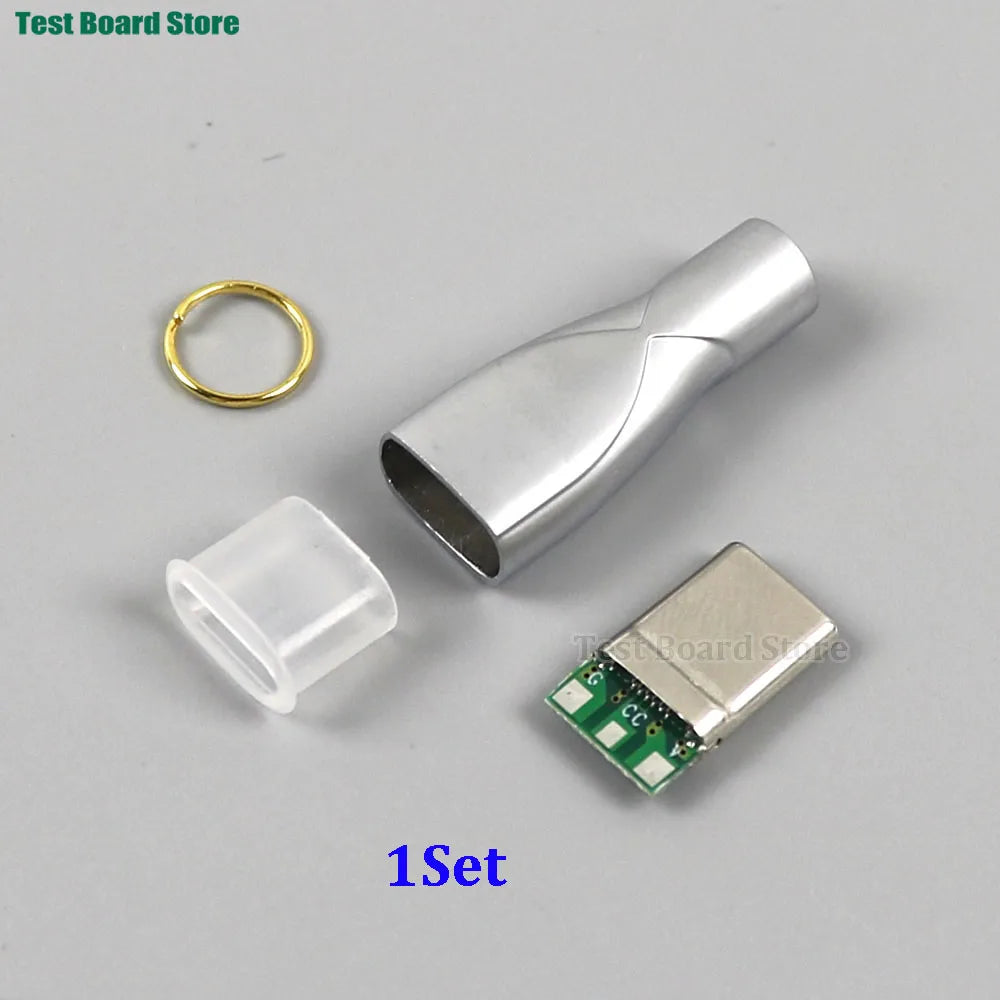 1Set Type C Male Connector 3 Solder Joint CC Pin CTOC5 With Capacitor Notebook Adapter PD Three Wire Charging Head With Shell