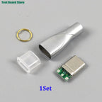 1Set Type C Male Connector 3 Solder Joint CC Pin CTOC5 With Capacitor Notebook Adapter PD Three Wire Charging Head With Shell