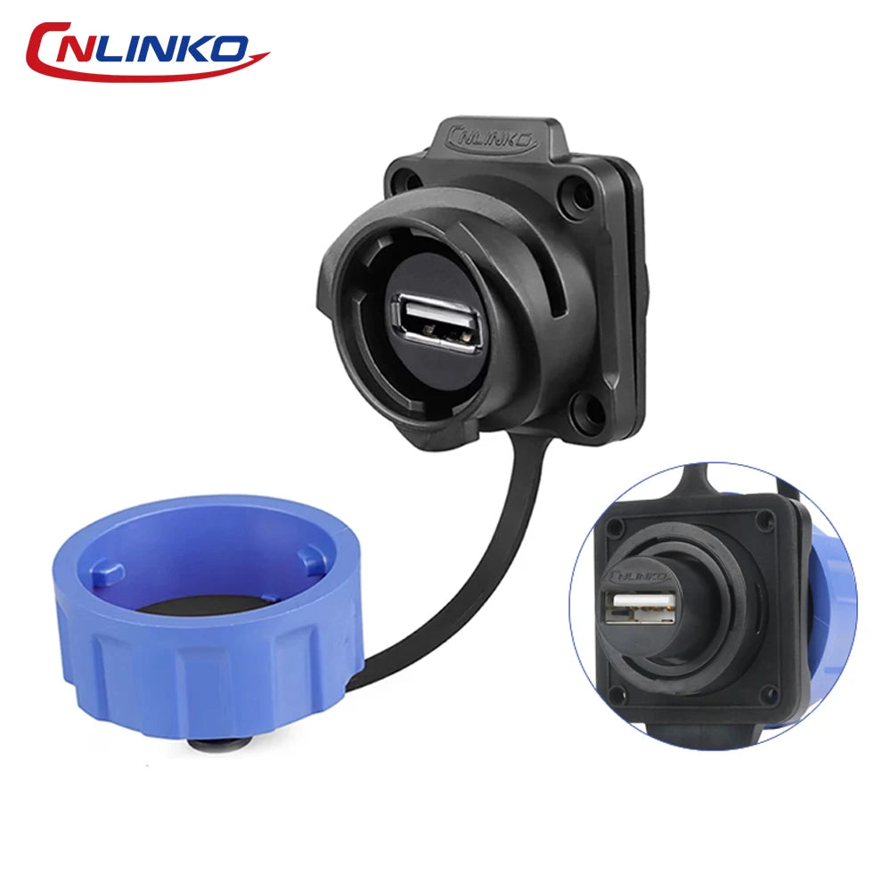 CNLINKO M24 USB 3.0 Panel Mount Waterproof Female Socket 1.8A IP68 5Gbps Data Connector Bayonet Lock for Industrial Automation