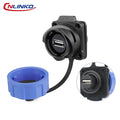 CNLINKO M24 USB 3.0 Panel Mount Waterproof Female Socket 1.8A IP68 5Gbps Data Connector Bayonet Lock for Industrial Automation