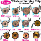 EmmaHelp 1pc For iPhone 13 Pro Max 16 14 15 8 Plus XR Wireless Charging Coil With Volume Flex Flash Charger Panel Sticker
