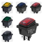 2Pcs KCD4 IP67 Waterproof 4Pin Rocker Switch Auto Boat Marine DPDT 12V/220V Heavy Duty Push Button Switch with LED Light