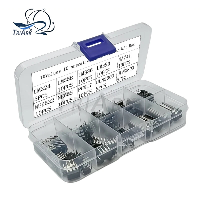 85PCS 10 Types NE555 LM324 LM393 UA741 ULN2803 LM358 LM386 NE5532 ULN2003 PC817C Integrated Circuit DIP IC Combination Chip Kit