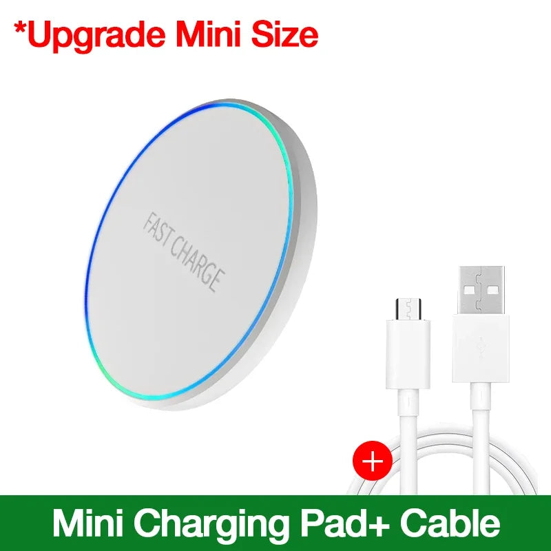 LED Light Mini Wireless Charger Pad For iPhone 17 16 15 14 13 12 Samsung S25 S24 S23 Xiaomi AirPos 4/3 Pro Fast Charger Station
