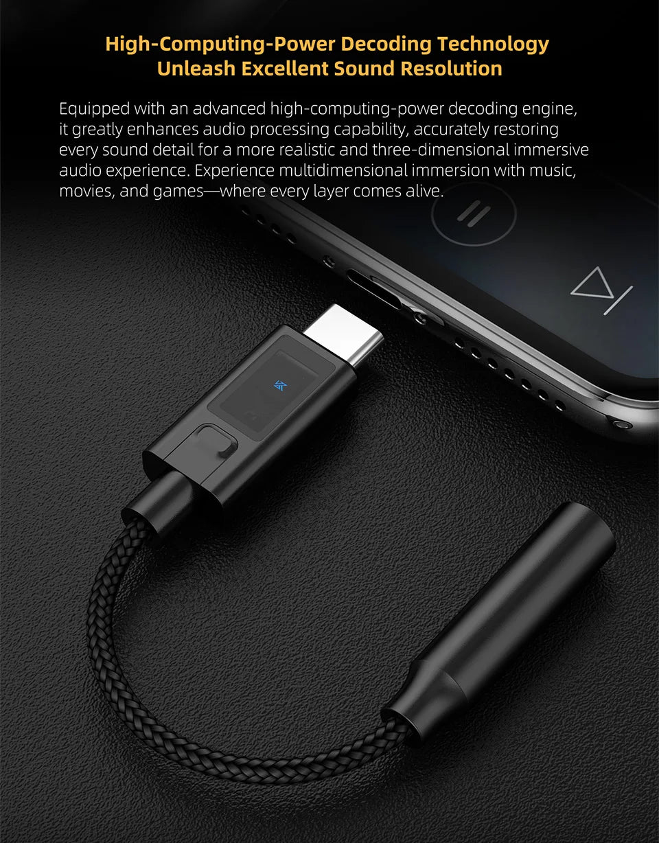 KZ AM02 Portable DAC Decoding Amplifier USB C to 3.5mm Audio Adapter with Professional 4-Stage EQ Tuning