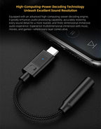 KZ AM02 Portable DAC Decoding Amplifier USB C to 3.5mm Audio Adapter with Professional 4-Stage EQ Tuning