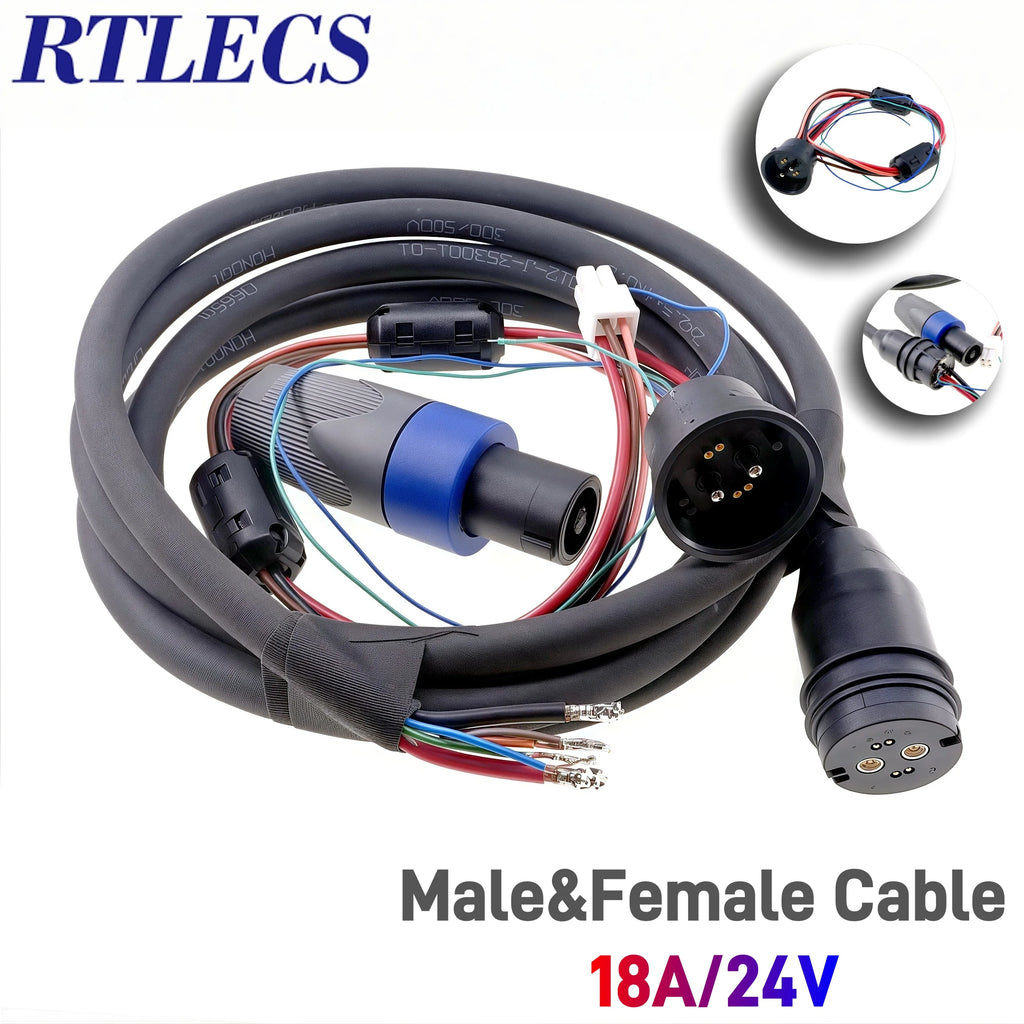 Waterproof Magnetic Circular Connector 18A 24V Male Female 4+2 Pin DC Power Charger Military-grade 12AWG Wire Threaded Gold Plat