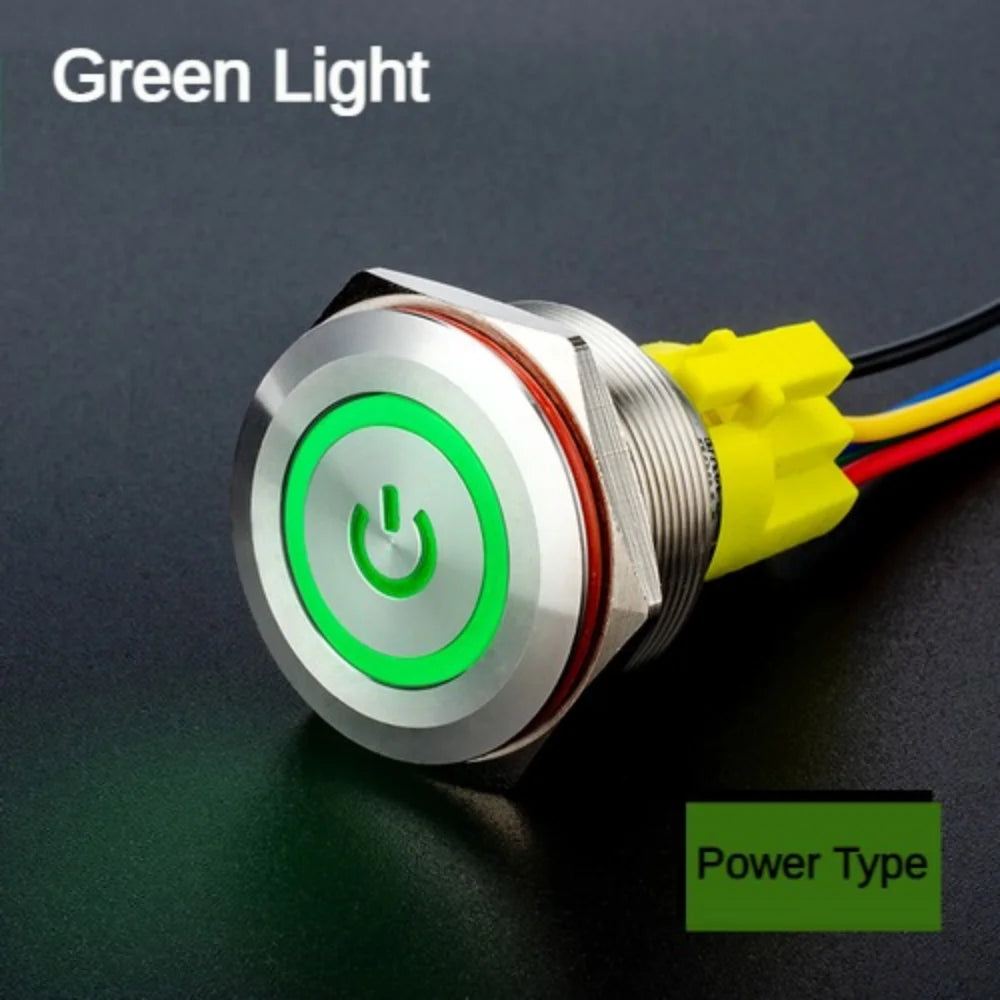 25MM30MM Metal Push Button Switches Power Symbol Waterproof LED Indicator Momentary Latching Start Stop Power On Off Switch
