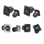 1pc Metal Round/D Type Module RJ45 CAT6&USB 2.0/3.0&Type C&HDMI-Jack Socket Through Network Panel Mounting Electronic Connector