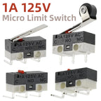 Micro Limit Switch 1A 125V Mouse Switch SPDT 3Pin Momentary Push Button Switch Without Handle/ With Handle/ With Roller Handle