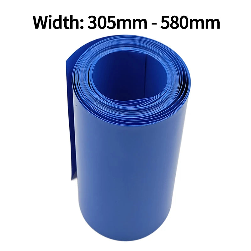 1/3/5M PVC Heat Shrink Tube 18650 Lipo Battery Pack 305mm ~ 580mm Insulated Protection Film Wrap lithium Case Cable Sleeve Blue