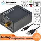 ADC Analog To Digital Audio Converter RCA to Optical Toslink Audio Adapter Analog Digital Fiber Toslink Coaxial Audio Converter