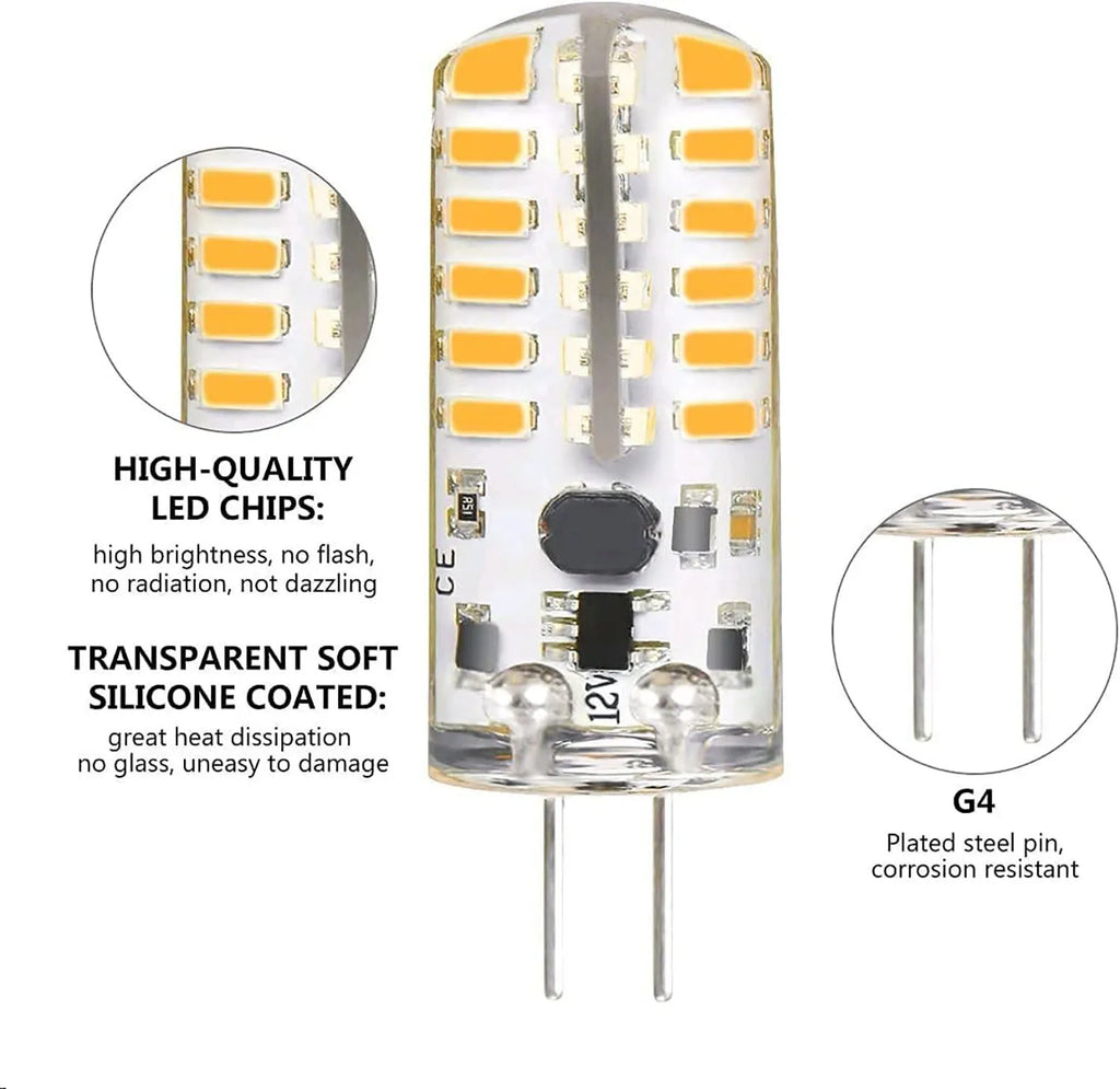 10Pcs G4 LED Bulb 12W 9W 5W 3W 2W AC DC12V SMD 2835 3014 SMD LED Light Mini Silicone Lamp Warm White White 360 Degree Angle