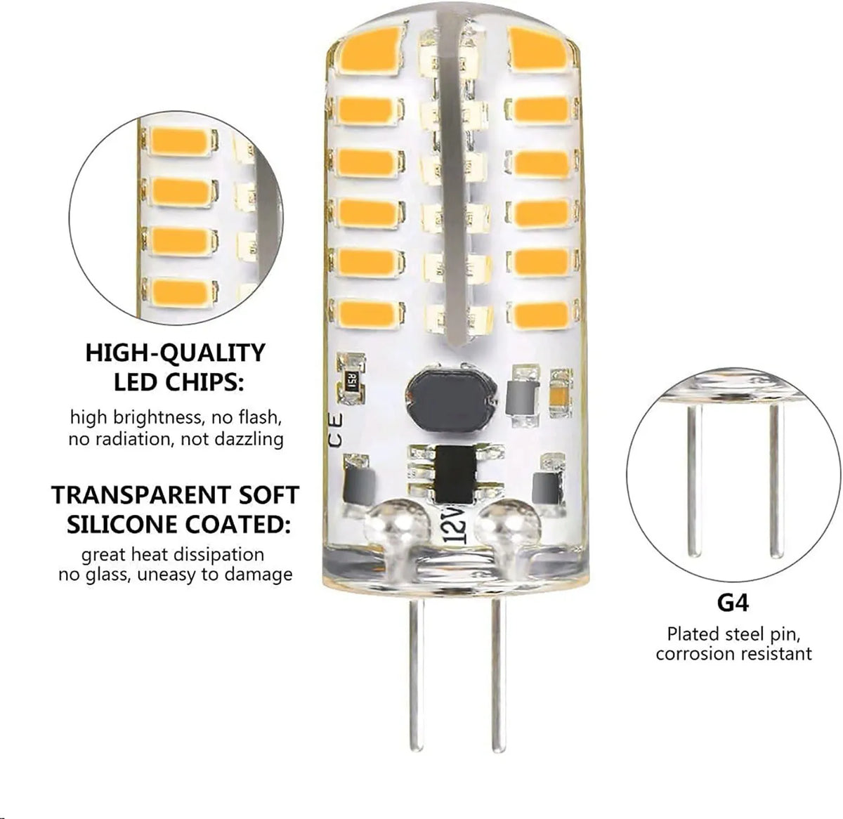 10Pcs G4 LED Bulb 12W 9W 5W 3W 2W AC DC12V SMD 2835 3014 SMD LED Light Mini Silicone Lamp Warm White White 360 Degree Angle