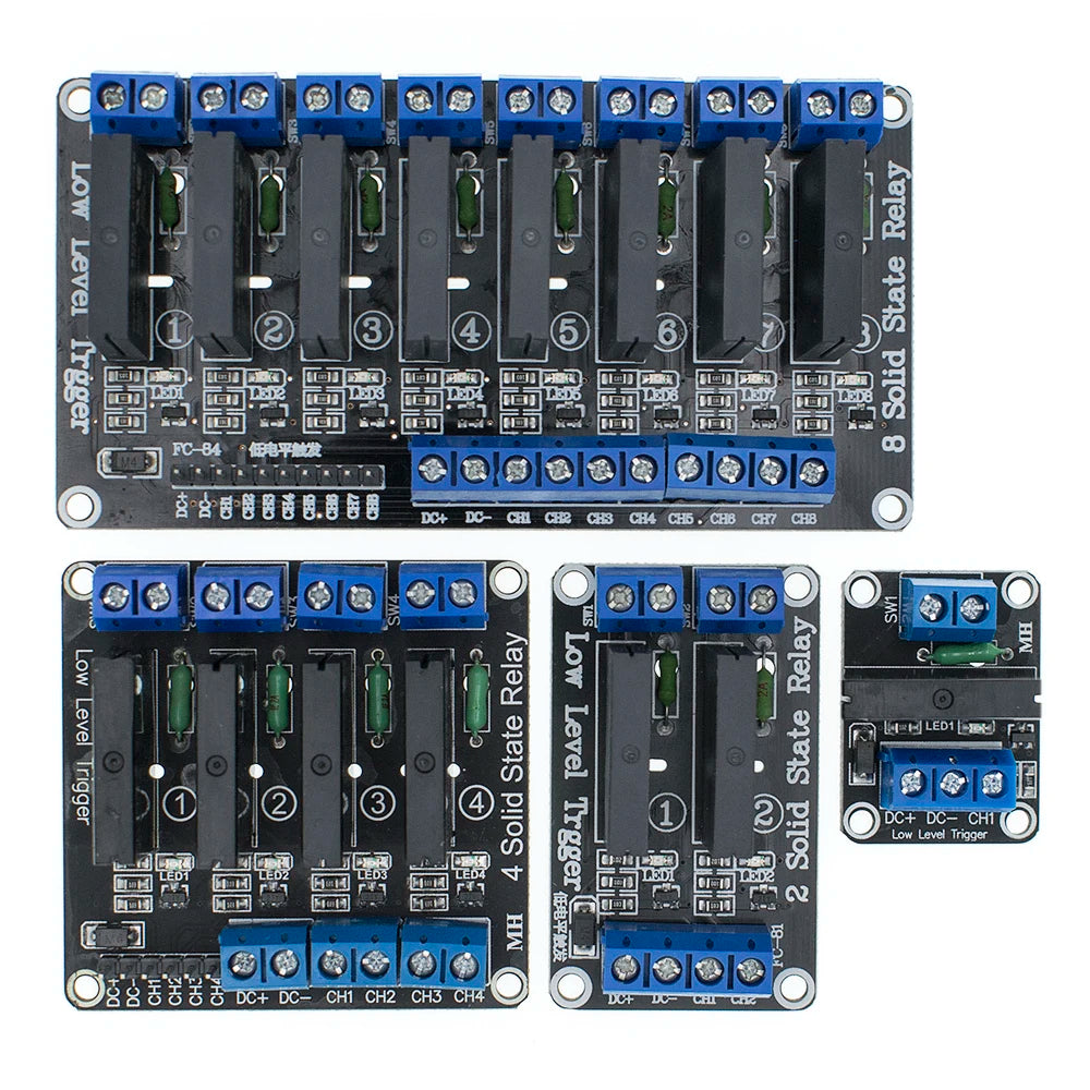 Low Level 5V 1 2 4 8 Channel Solid State Relay Module SSR G3MB-202P 240V 2A Output With Resistive Fuse For Arduino