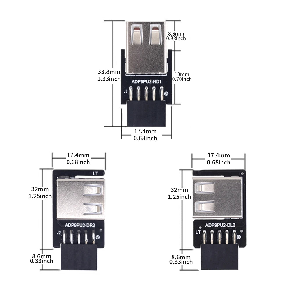 TISHRIC 9Pin To 2 Ports USB 2.0 Expansion Card USB 2.0 Motherboard Header 9pin to 2 Ports USB 2.0 Dual USB A 9 Pin Female Adapt