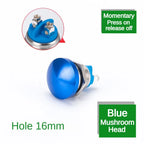 16/19/22mm Metal Button Switch Waterproof Momentary Self Reset Screw Foot Red Green Blue Mushroom Head Power Switch