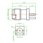 1.2mm Spacing Edge PCB Straight Right Angle Mount RF Copper Connector RPSMA-KE SMA-KE