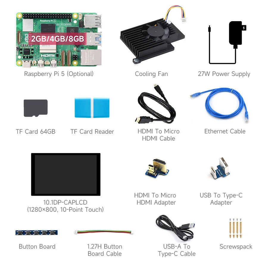 Raspberry Pi 5, Options for 4GB/8GB RAM, BCM2712 Processor, 2.4GHz Quad-Core 64-bit Arm Cortex-A76 CPU Built Using RP1 I/O