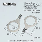 100pcs RNB Brass Ring Bare Terminal Block Connector Cable Lugs Wire Crimping Tips Electrical Connection Strips 12V 2.5mm 4mm 6mm