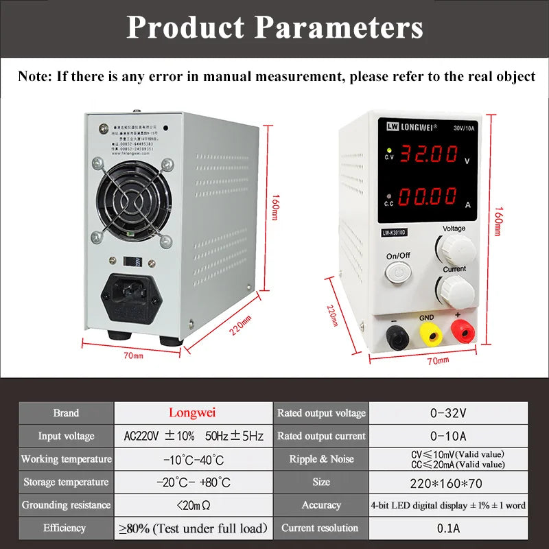 Longwei LW-K3010D 4LED Adjustable DC Power Supply 30V 10A Laboratory Variable Switch Bench Power Supply Stabilized Power Source