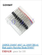 20pcs 1W Metal film resistor 1% 1R ~ 1M 1 2 10 22 47 100 330 ohm 1K 4.7K 10K 22K 47K 100K 330K 470K 2R 10R 22R 47R 100R 330R