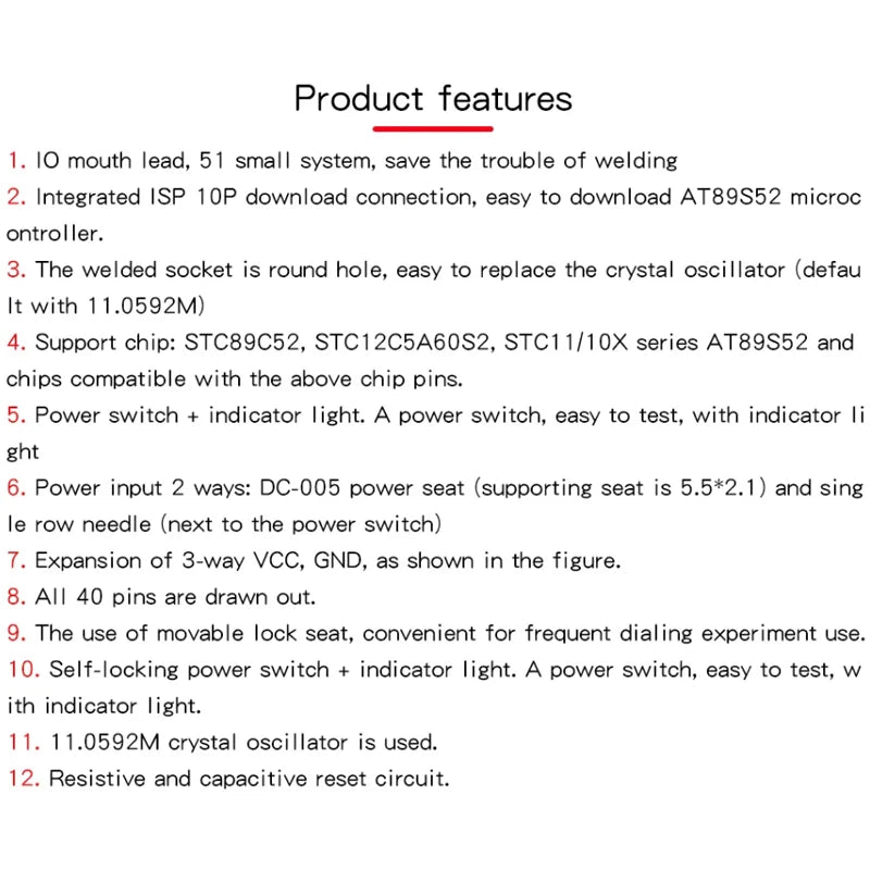 51 AVR Mcu STC Minimum System Board Learning Development STC89C52 AT89S52 40P locking Seat module Microcontroller Programmer