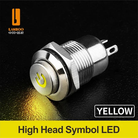 LANBOO 12mm Economy Mini Metal Push Button Switch 1NO Ring/Power Illumination Momentary or Latching
