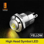 LANBOO 12mm Economy Mini Metal Push Button Switch 1NO Ring/Power Illumination Momentary or Latching
