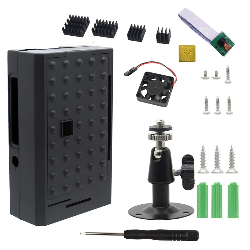 Raspberry Pi 4B 3B+ Camera Case DIY Network Camera with Metal Rotating Bracket
