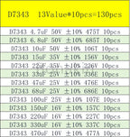 A B C D E 3216 3528 6032 7343 SMD Tantalum Capacitor Assortment Kit 1UF 2.2UF 4.7UF 10UF 22UF 33UF 47UF 100UF 220uF 330UF 470UF