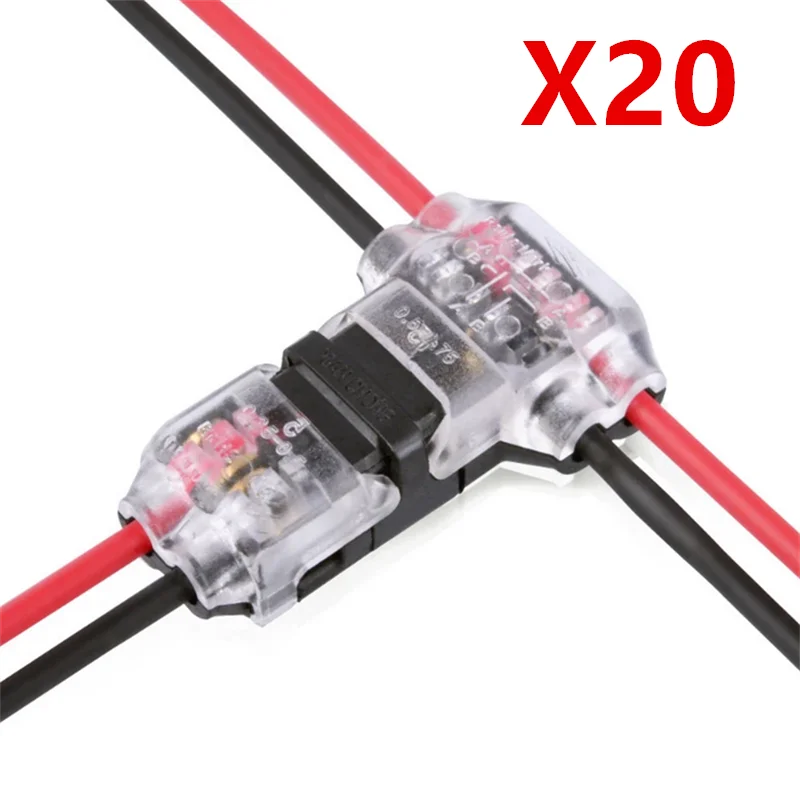 5/10/15/20pcs Low Voltage Universal Compact Wire T Tap Connectors Toolless Wire Connectors Quick Splice Wire Wiring Connecto