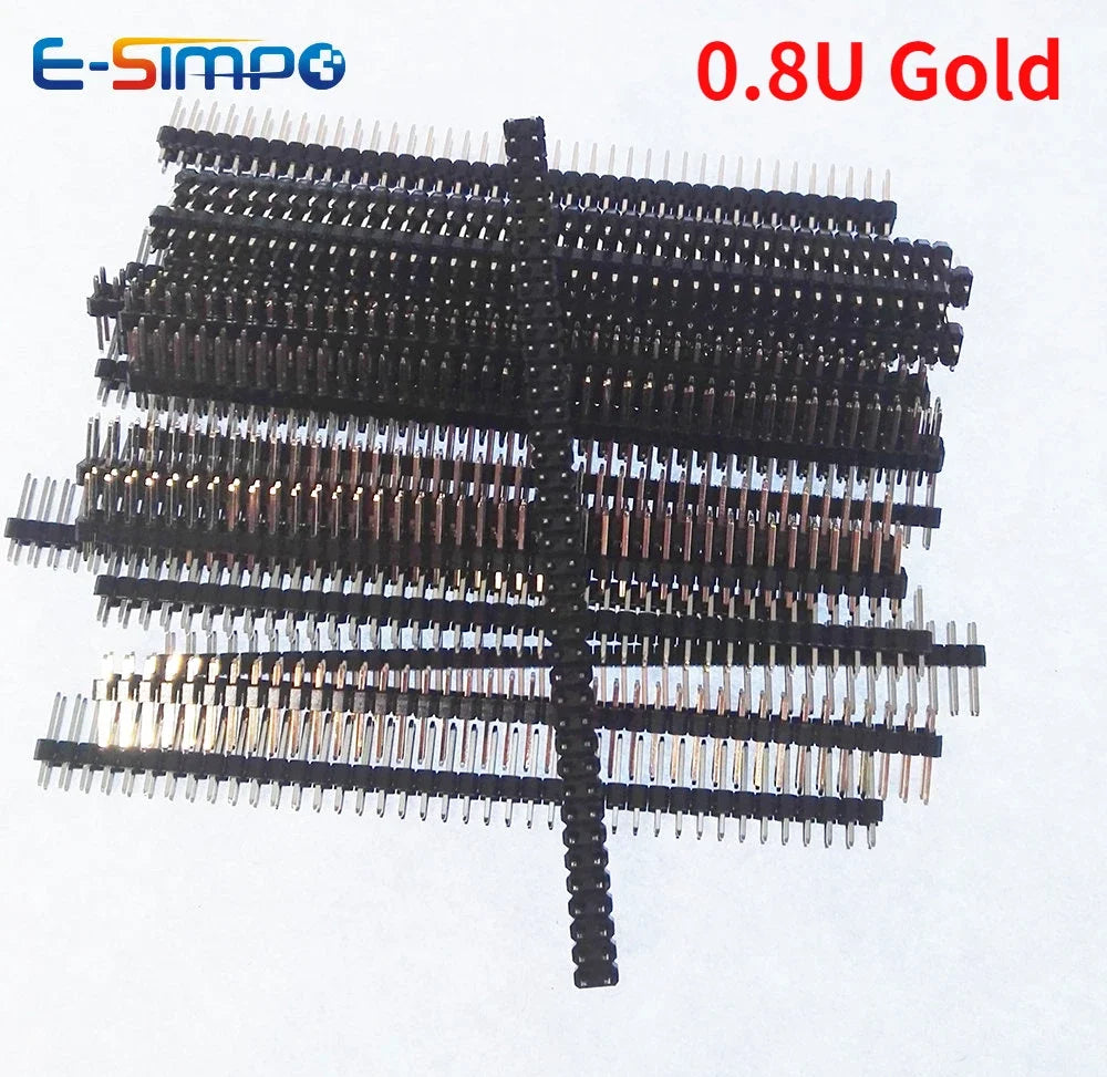 100pcs 2.54mm 2*2/3/4/6/8/10/12/15/20/25/40P L11.5mm 0.1" Breakaway Straight Gold Double Row Male Brass Pin Header PCB Connector