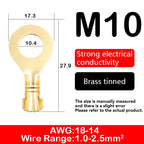 O-type Ground Lugs Terminal Cold-Pressed Copper Tab Wiring Nose Wire Lugs Crimp Wire Connector Eyelets Cable Connection Clamp