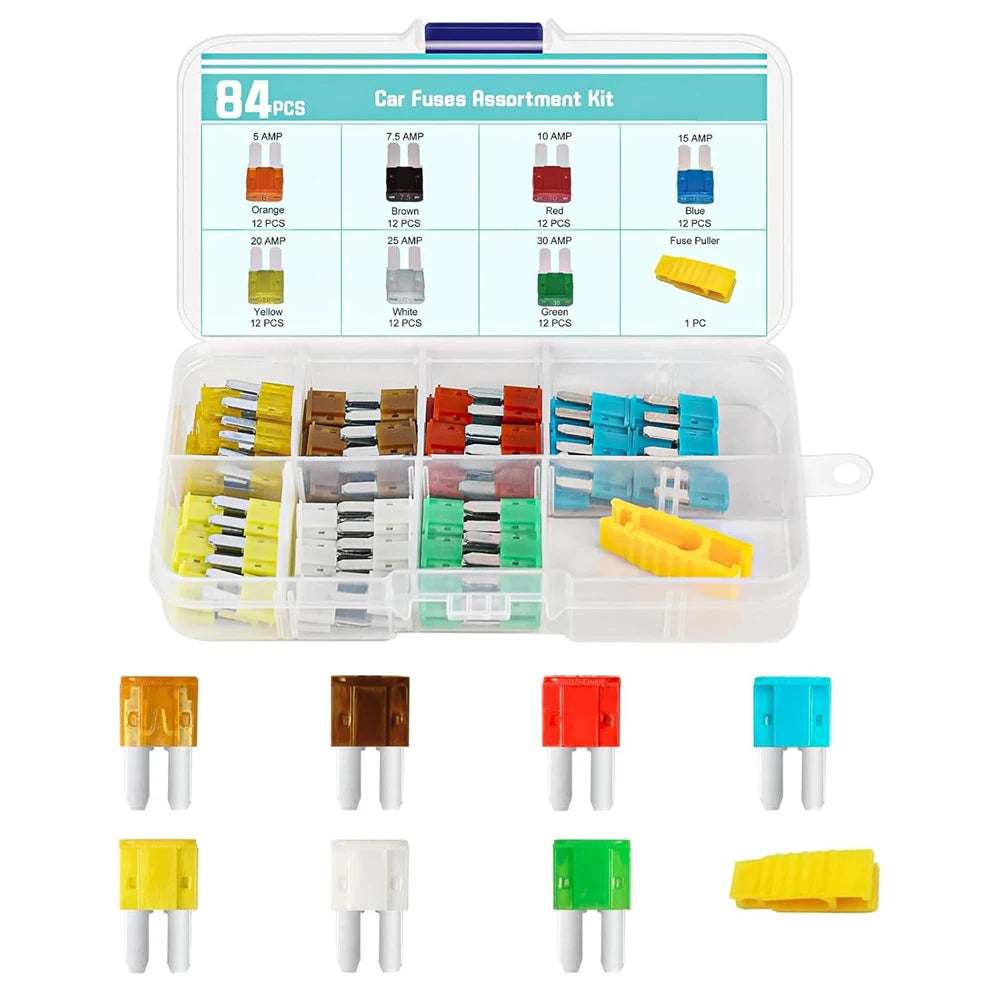 35/56/70/84/100/105/126pcs Micro 2 Blade Fuse Assortment Kit for Truck Replacement with Fuse Puller(5A,7.5A,10A,15A,20A,25A,30A)