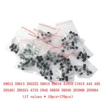 50-900PCS Transistors Kit PNP NPN A1015 S8050 S8550 S9012 C1815 MJE13001 2N3904 2N3906 BC327 BC337 BC517 BC547 BC548 BC549 BC558