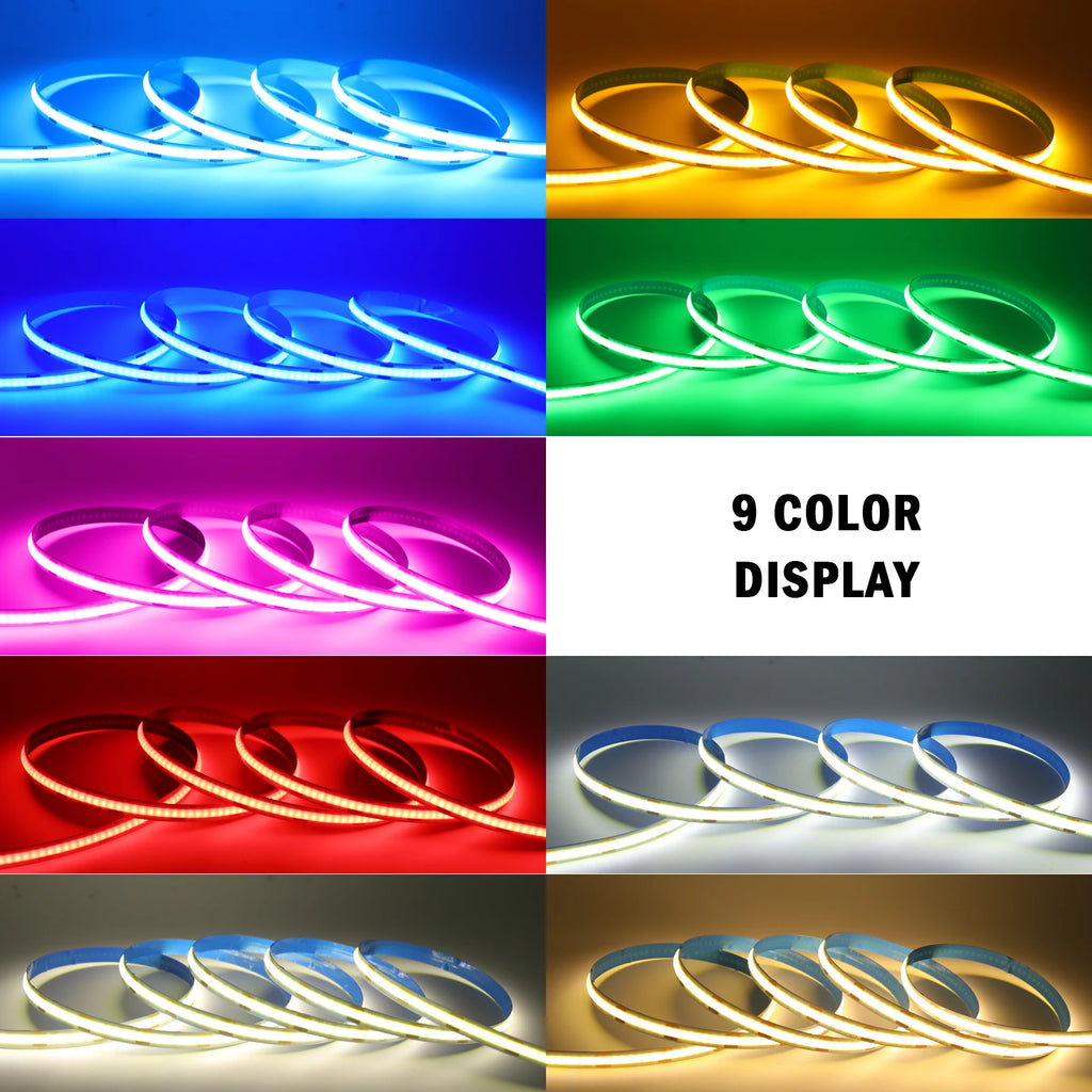 3MM 5MM 8MM COB LED Strip With 1.5M ON/OFF Switch 5V USB 320LEDs/m Warm White Red Green Blue Yellow Pink Flexible Tape for Room