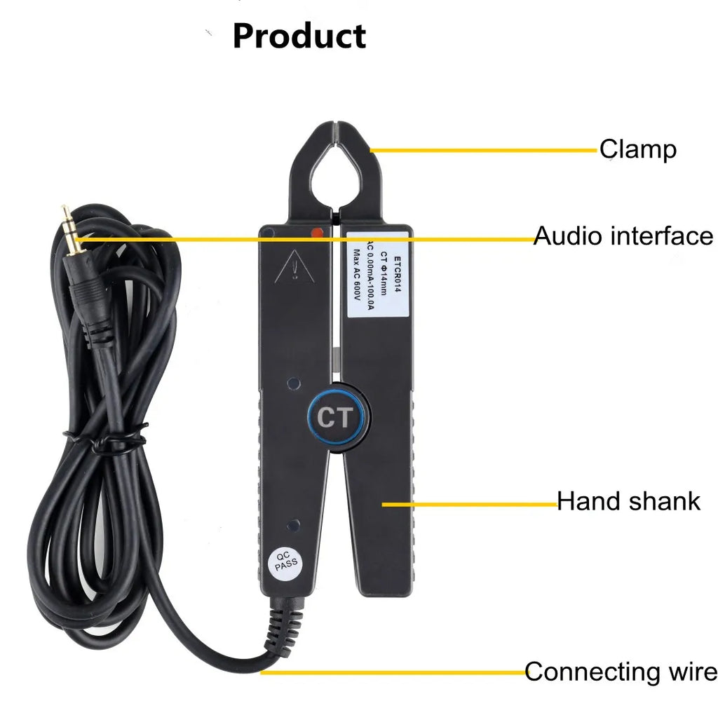 ETCR008 ETCR014 Sharp Nose Clamp Current Sensor AC Leakage Phase Power Energy Transducer Turn Ratio 2500:1 CT Technology