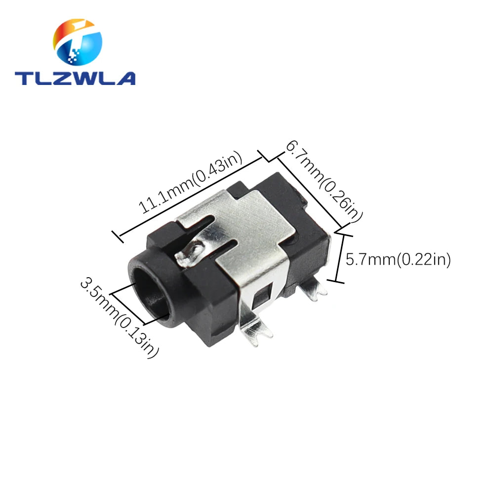10PCS DC031A DC Power Supply Jack Socket Female Panel Mount Connector 3.5mm 1.35mm DC-031A 3.5*1.35