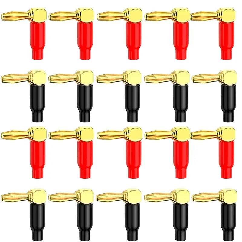 20pcs/10pairs 4MM Nut Banana Plugs 24K Gold-plated Connector With Screw Lock For Audio Jack Speaker Plugs Black&Red