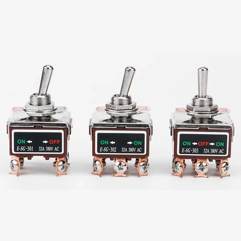 2/3/4/6/8/9/12Pin E-SG Toggle Switch 32A 250VAC Rocker Switch Self-Locking E-SG Power Switch with Brass Screw Foot Pin